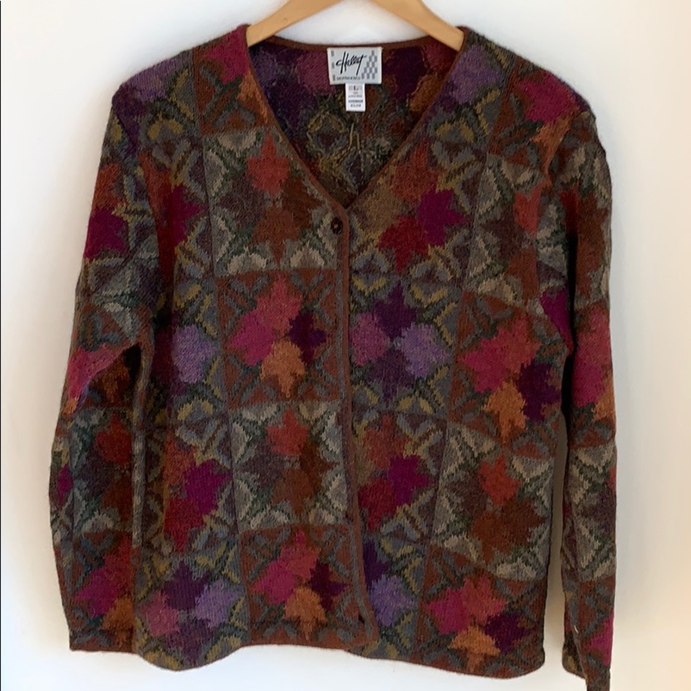 Handmade alpaca/wool cardigan by Hallet size L